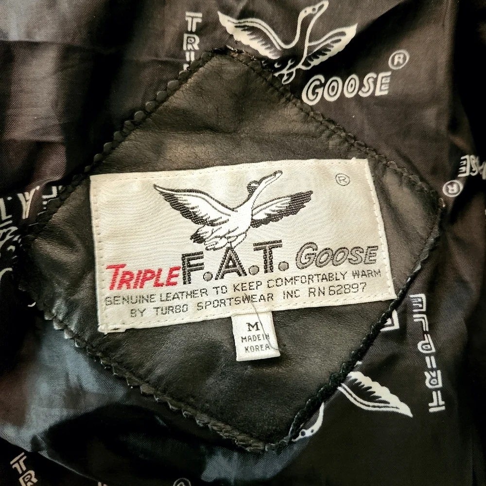 Triple Fat Goose Black Genuine Leather Men's Size Medium Coat